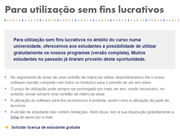 Condições da versão de estudante