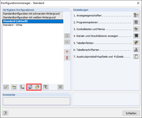 Exportação e importação de configuração como arquivo