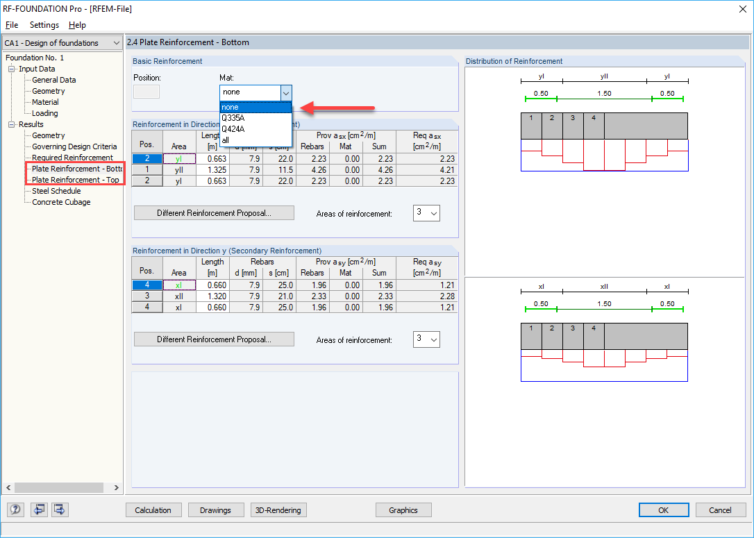 Janela de resultados 2.4 ou 2.5 com modificação opcional da proposta de armadura