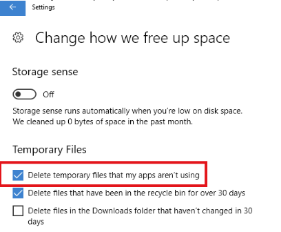 Desativar função para eliminar ficheiros temporários não utilizados