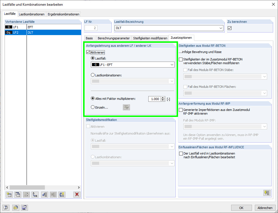 Transferência de deformação inicial de outro LC/CO