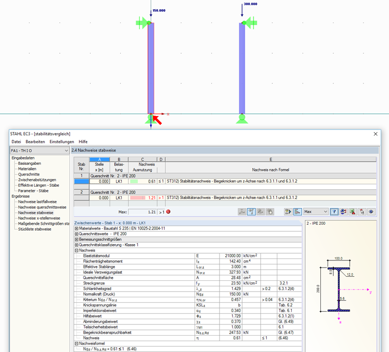 Dimensionamento de estabilidade no RF-/STEEL EC3