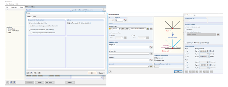 Rigidezes do RF-/JOINTS