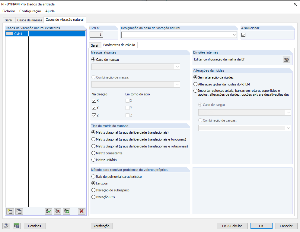 Seleção da direção das massas