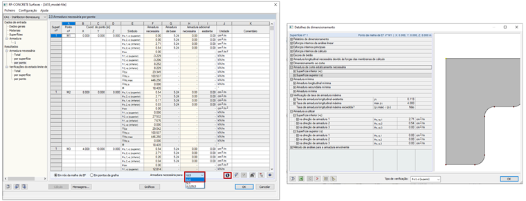 Detalhes de dimensionamento para o estado limite último ULS