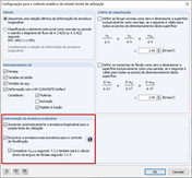 Aumentar automaticamente a armadura necessária para a verificação do estado limite de utilização