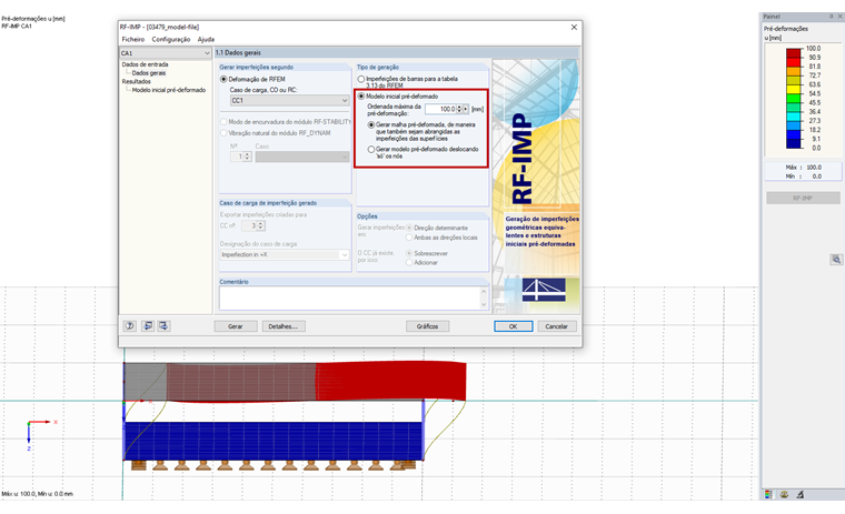 Modelo inicial pré-deformado no RF-IMP