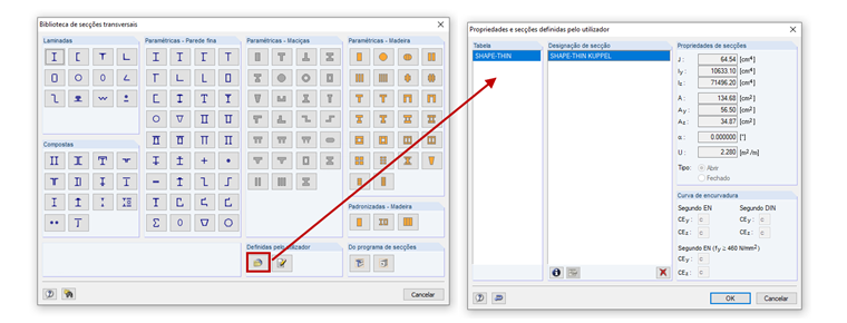 Carregar secções definidas pelo utilizador