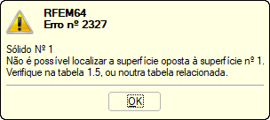 Mensagem de erro "Não é possível localizar a superfície oposta à superfície de contacto".