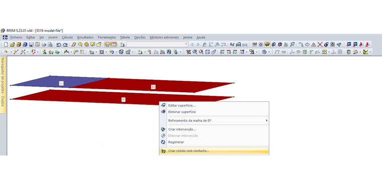 Criar sólido com contacto