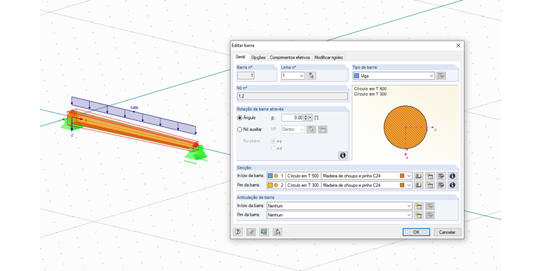 Dimensionamento de troncos no RFEM