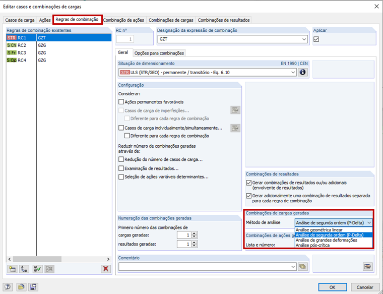 Método de análise das combinações
