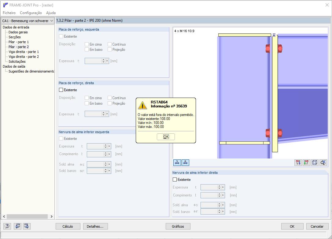 Sugestão de dimensionamento