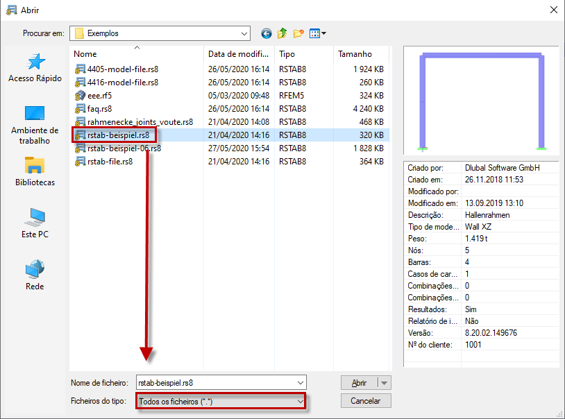 Abrir um ficheiro do RSTAB 8 no RSTAB 7
