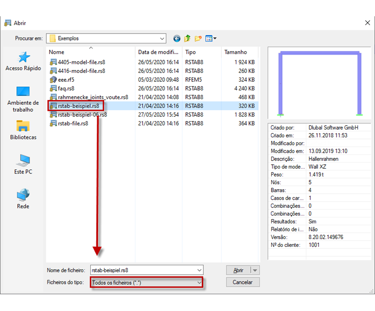 Abrir um ficheiro do RSTAB 8 no RSTAB 7