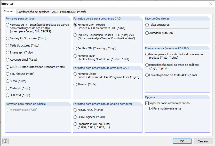 Importar como camada de fundo
