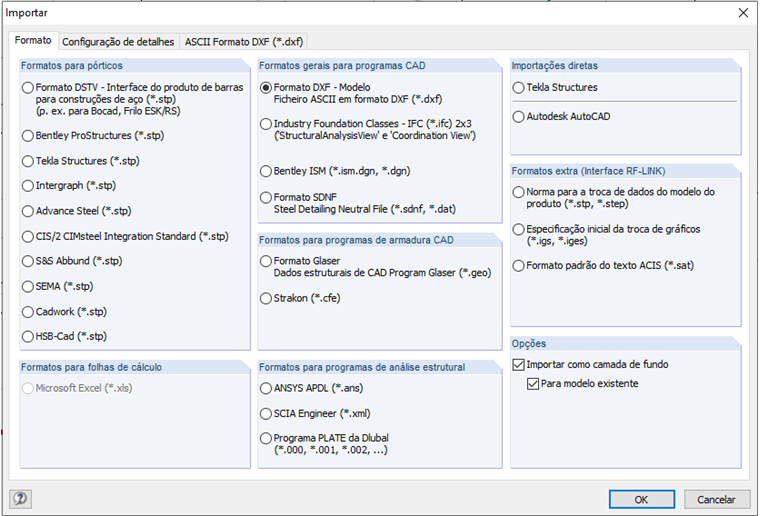 Importar como camada de fundo