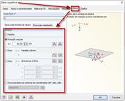 Direção dos sistemas de eixos das superfícies