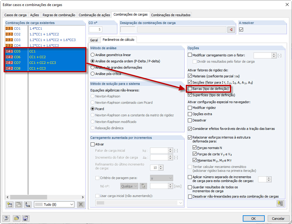 Desativação da alteração da rigidez