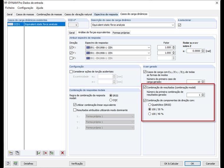 Exportação de combinações de resultados a partir do RF-DYNAM Pro –Equivalent Loads