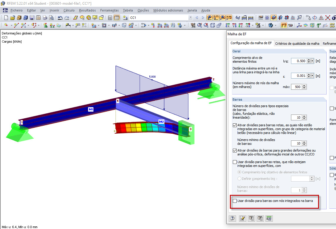 Deformação quando a opção está desativada