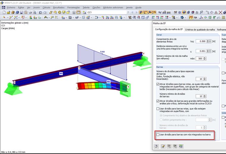 Deformação quando a opção está desativada