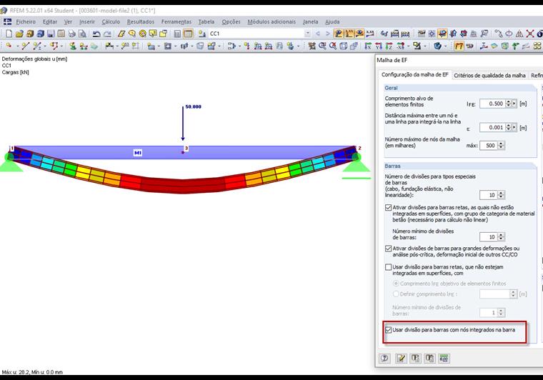 Deformação quando a opção está ativada