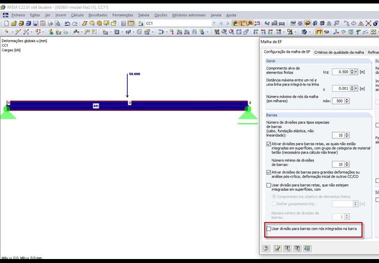 Deformação quando a opção está desativada