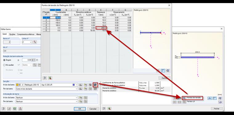 Pontos de tensão de secção maciça