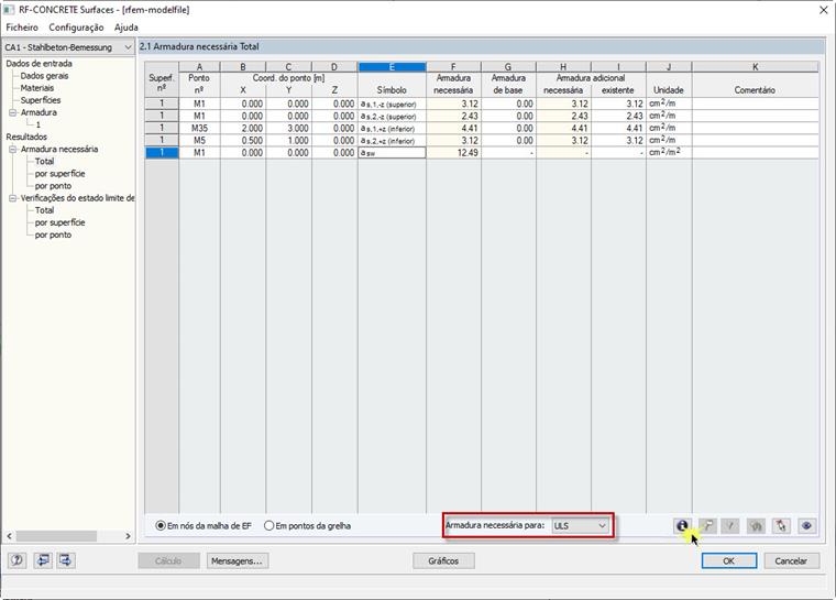 Abrir os detalhes do dimensionamento para um resultado específico numa localização específica