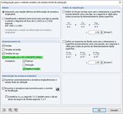 Caixa de diálogo com a configuração para o método analítico do estado limite de utilização