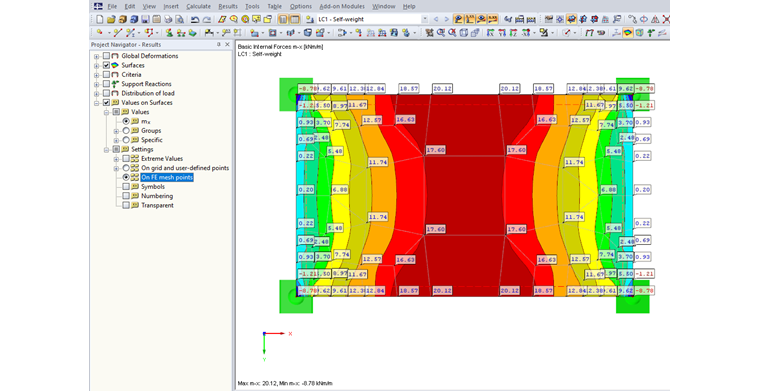 "Valores nas superfícies" em pontos da malha de EF