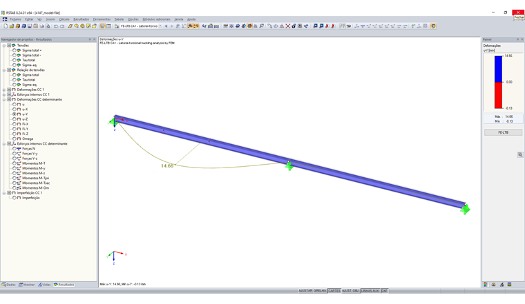 Verificação da deformação no FE-LTB