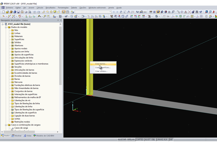 Conversão de elementos importados em barras, superfícies ou sólidos