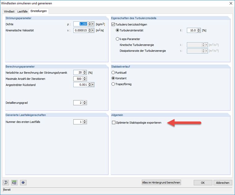 Menu de configuração