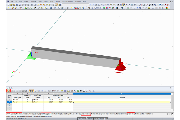 Entrada de tabela da estrutura