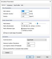 Parâmetros da simulação