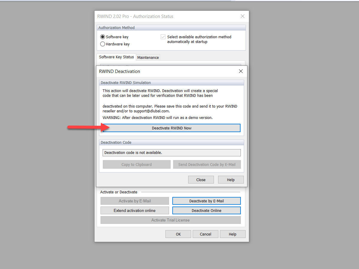 Desativação por e-mail