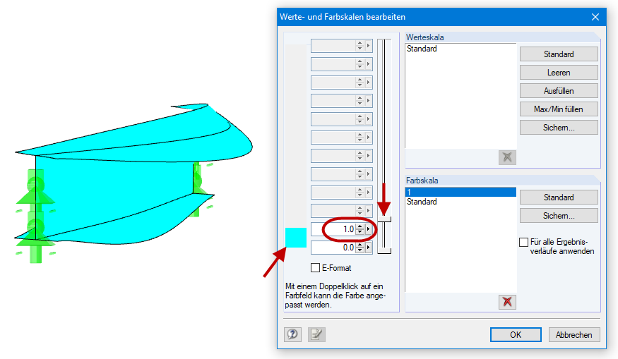 Apresentação monocromática dos resultados da superfície