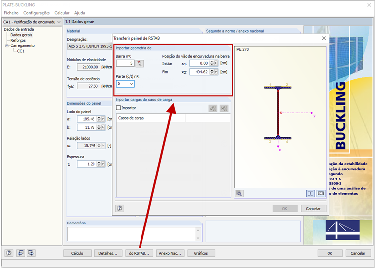 Introdução de vão de encurvadura