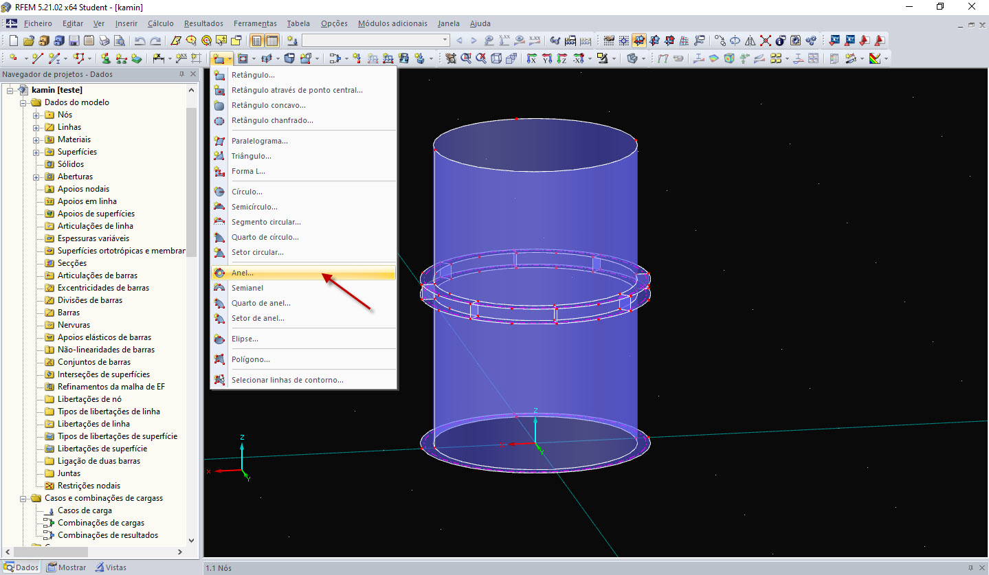 Criar superfície de anel plana