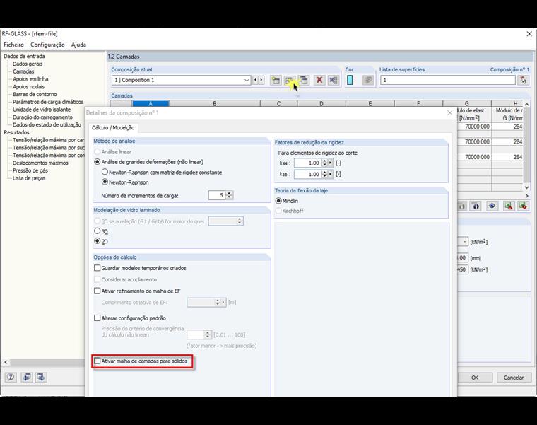 Detalhes da composição – Malha de camadas para sólidos
