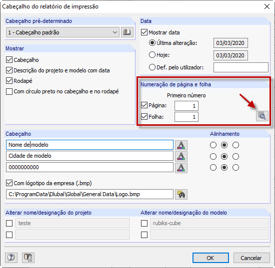 Numeração de página e folha