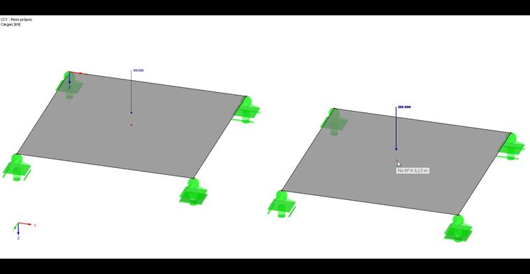 Last als "Freie Einzellast" und "Knotenlast"