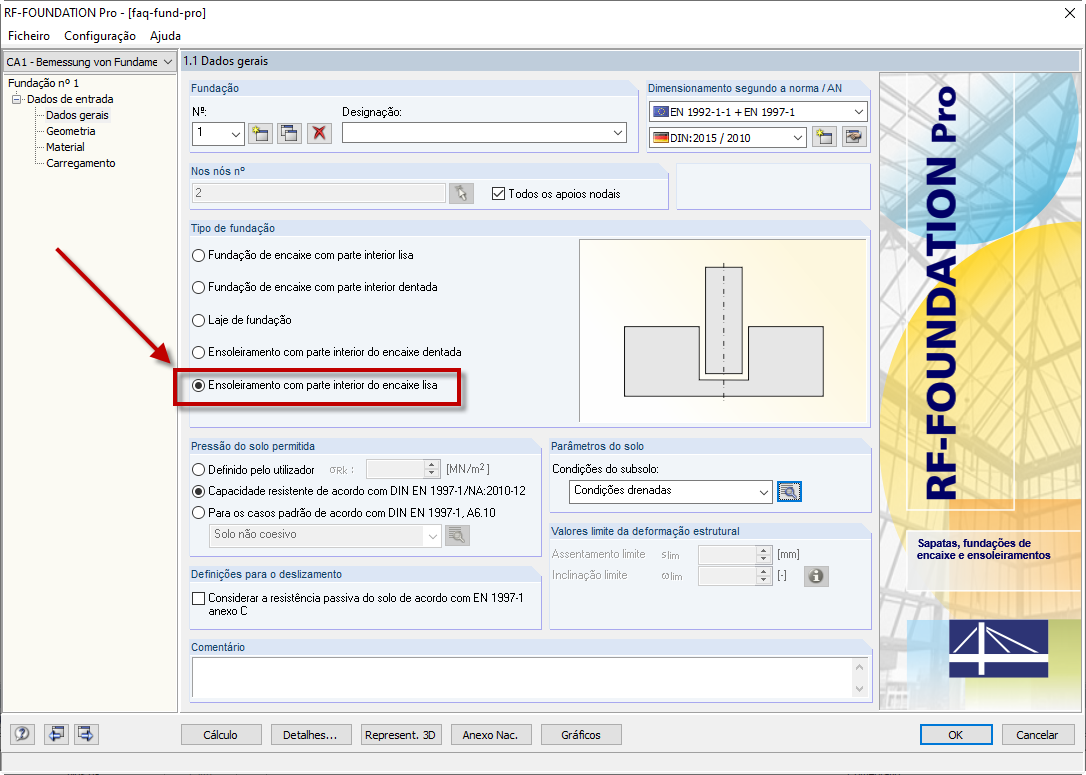 ensoleiramento com parte interior do encaixe lisa