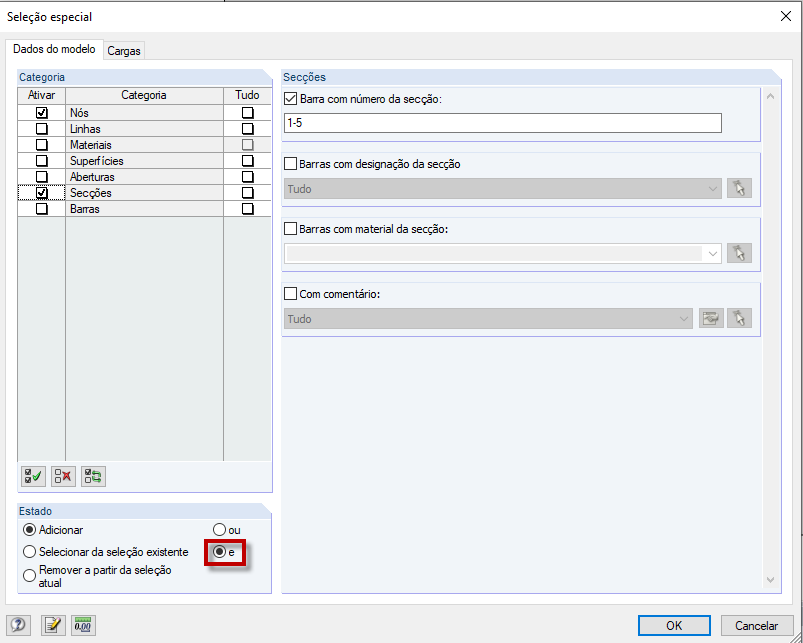 Diálogo "Seleção especial"