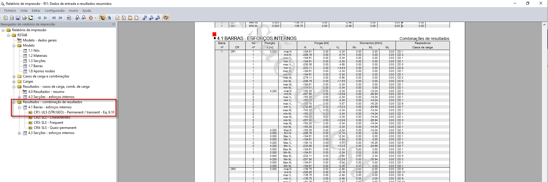 Detalhes (valores dos nós e valores extremos)