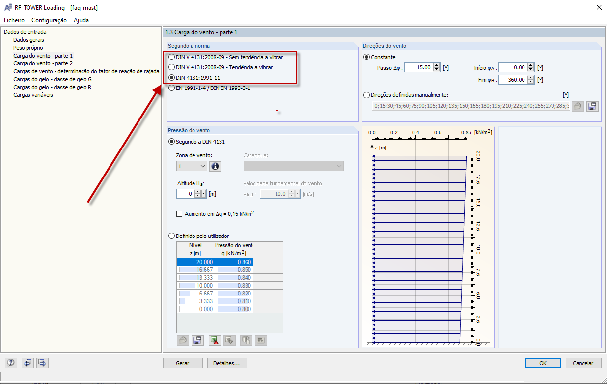 Carga de vento – Seleção da norma