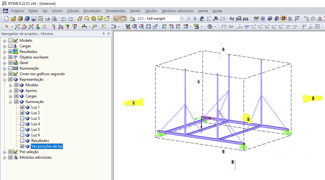 Ver posições da luz