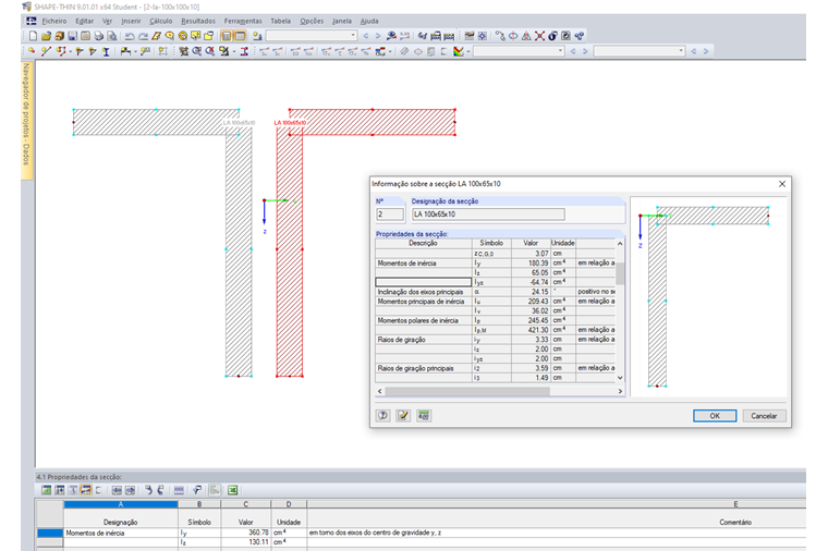 Secção composta por várias secções parciais não ligadas